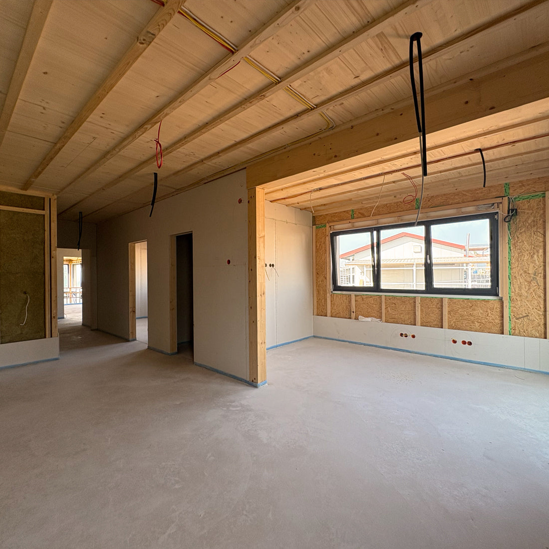 Neubau Rickenbach, Innenräume im Rohbau