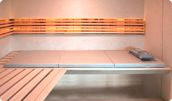 Bankauflage in der Sauna, 3-teilig, Kunstleder beige