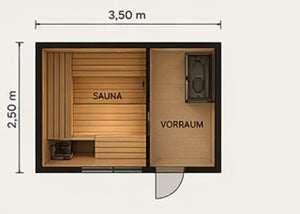 Modulsauna Komfort mit Vorraum